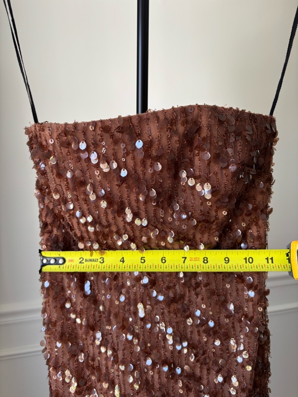 Camila Coelho Strapless Sequin Maxi Dress in Brown. SIZE XXS - Picture 7 of 10
